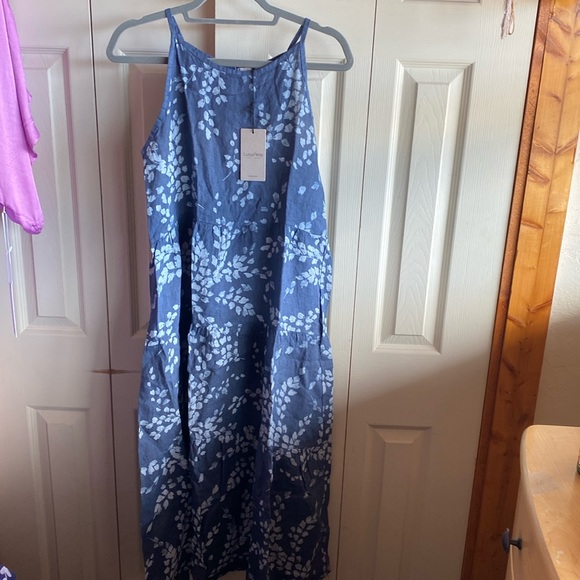 Luisa Perla NWT Made In Italy Sleeveless Button Back 100% Linen Midi Dress Small - Picture 4 of 12